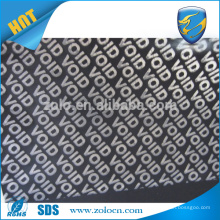 Non transfer Black OPEN VOID label tamper evident material